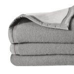 Couverture laine woolmark double face gris anthracite 180x240 cm