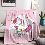 Couverture licorne en flanelle - pour enfant - rose - douce - cadeau d'anniversaire - pour canap��, salon, ...