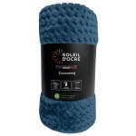 Couverture, plaid 180x220 cm cocooning bleu canard, par soleil d'ocre