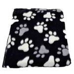 Couverture plaid pour chien ou chat microfibre polyester 100 x 150 cm imprim� pattes - noir blanc gris ...