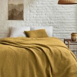 Couvre lit en coton jaune 260x240