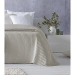 Couvre - lit jacquard - pierre cardin - 180x270 cm - beige - a rayure - el�gant - l�g�re - 50 % coton, ...