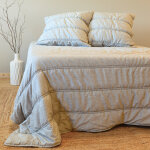 Couvre - lit et taies d'oreiller effet lin