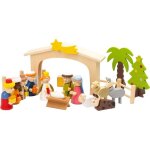 Cr�che de no�l en bois peinte � la main - 18 pi�ces avec sapin - d�coration color�e et ludique pour enfants ...