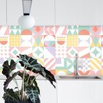 Cr�dence adh�sive r�tro g�om�trique 300 x 40 cm