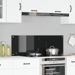 Cr�dence de cuisine vidaxl noire 120x40x0, 6 cm en verre tremp�