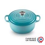 Le creuset cocotte en fonte maille 24 cm bleu caraibes