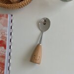 Cuillre en acier inoxydable de style japonais, fourchette a manche en bois, couverts mignons, vaisselle ...