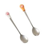 Cuill�re a aliments en silicone en acier inoxydable, cuill�re multifonction pour animaux de compagnie, ...