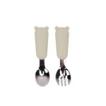 Cuillre beige - vaisselle en silicone pour enfants, bol a ventouse, assiette pour bb ours, service ...