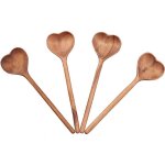 Cuill�re en bois en forme de coeur, cuill�re a remuer, sans bpa, dessert, lait, caf�, cr�me glac�e, bonbons, ...