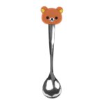 Cuillre a caf en acier inoxydable en silicone, vaisselle de dessin anim, elphant chat ours, cuillre ...