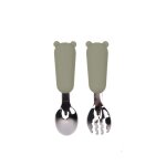 Cuillre d'olive - vaisselle en silicone pour enfant, bol a ventouse, assiette motif bb ours, service ...