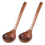 Cuill�re a soupe en bois avec manche droit, louche marron, 11 po de long, 2 pi�ces