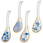 Cuillre a soupe chinoise en cramique de 6, 3 pouces, ramen a motif rtro
