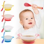 Cuill�re sensible a ventouse pour enfants, bol de temp�rature pour enfants, ensemble d'entra�nement, ...