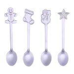 Cuillères a café en acier pour décoration de noël, 4 pièces, pour gâteau, dessert, vaisselle de cuisine, ... Cuillères a café en acier pour décoration de noël, 4 pièces, pour gâteau, dessert, vaisselle de cuisine, ...