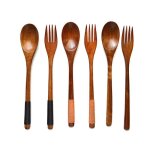 Cuillres et fourchettes en bois de 8. 9 pouces, pour desserts, snacks, crales, salade, fruits, dcoration ...