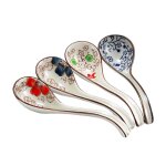 Cuillères a riz en céramique chinoise rétro asiatique, 4 pièces, cuillère a soupe ramen a manche incurvé, ... Cuillères a riz en céramique chinoise rétro asiatique, 4 pièces, cuillère a soupe ramen a manche incurvé, ...