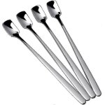 Cuill�res a caf� en acier inoxydable, cuill�res a dessert carr�es cuill�re a caf� de table a long manche ...