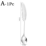 Cuillre a dessert en acier inoxydable, fourchette cuillre en forme de plume fourchette cuillre a caf ...