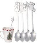Cuill�res a expresso en acier inoxydable, cuill�re a caf� demitasse, vaisselle de f�te de no�l, cuill�res ...