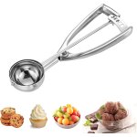 Cuill�re a glace, 4cm cuill�re a glace en acier 304 inoxydable cuill�re a glace avec d�clencheur, professionne ...