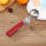Cuillres a glace rouges (5 cm), cuillre a biscuits en acier inoxydable avec gchette a gteau, cadeau ...