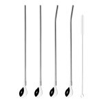 Cuillère a paille en acier inoxydable 304, en argent, pour cocktail, boisson au lait, en métal, réutilisable, ... Cuillère a paille en acier inoxydable 304, en argent, pour cocktail, boisson au lait, en métal, réutilisable, ...
