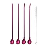 Cuillère a paille en acier inoxydable a long manche, cuillère a thé réutilisable, cuillère a mélanger ... Cuillère a paille en acier inoxydable a long manche, cuillère a thé réutilisable, cuillère a mélanger ...