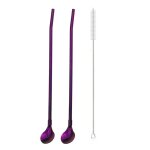 Cuillère a paille en acier inoxydable réutilisable, cuillère a paille longue, en métal, pour cocktail, ... Cuillère a paille en acier inoxydable réutilisable, cuillère a paille longue, en métal, pour cocktail, ...