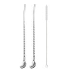 Cuillère a paille en acier inoxydable réutilisable, cuillère a paille longue, en métal, pour cocktail, ... Cuillère a paille en acier inoxydable réutilisable, cuillère a paille longue, en métal, pour cocktail, ...