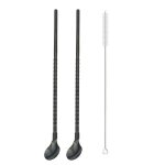 Cuillère a paille en acier inoxydable réutilisable, cuillère a paille longue, en métal, pour cocktail, ... Cuillère a paille en acier inoxydable réutilisable, cuillère a paille longue, en métal, pour cocktail, ...