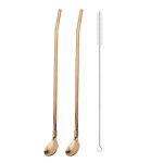 Cuillère paille réutilisable en acier inoxydable, cuillère en métal, cuillère longue paille portable ... Cuillère paille réutilisable en acier inoxydable, cuillère en métal, cuillère longue paille portable ...