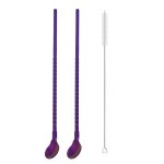Cuillère paille réutilisable en acier inoxydable, cuillère en métal, cuillère longue paille portable ... Cuillère paille réutilisable en acier inoxydable, cuillère en métal, cuillère longue paille portable ...