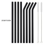 Cuillre a soupe de paille en verre borosilicate color, paille en verre rutilisable pour cocktail, ...