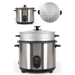 Cuiseur  riz 2. 8l 1000w gris inox + panier vapeur revtement antiadhsif bol amovible arrt automatique ...