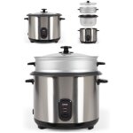 Cuiseur  riz 2. 8l 1000w inox + panier vapeur revtement antiadhsif bol amovible arrt automatique