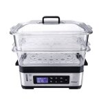 Cuiseur vapeur 2 paniers 1200w inox / noir dg2 Cuiseur vapeur 2 paniers 1200w inox / noir dg2