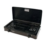 Cuisini�re � gaz portable pour le camping, r�chaud portable, 2 br�leurs r�glable, , noir, mpm, kn - 02 ...