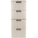 Curver biblioth�que avec meuble 4 tiroirs commode de salle de bain rotin cr�me 4x14l