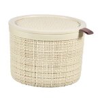 Curver - bo�te ronde en jute beige clair avec couvercle 2 l - beige
