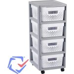 Chariot de rangement - curver - infinity - 4x11l - blanc - plastique - tiroirs ajour�s