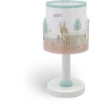 Dalber - lampe de chevet enfant - loving deer - motif cerf, l 15 cm, h 30 cm, blanc et vert