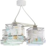 Dalber - lampe � suspension enfant 3 lumi�res - the night train - motif train, l 39 cm, h 20 cm, blanc ...