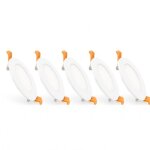 Dalle led 6w ronde superslim coupe � 110 mm (pack 5) 5000k blanc froid