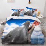 Dauphin linge de lit house de couette x cm polyester coton housse de couette personne avec deux taies ...
