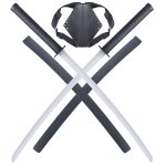 Deadpool double katana en bois epee sabre + support dorsal deadpool katana