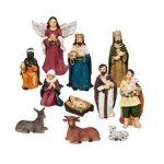 D�co de cr�che de no�l set de 11 santons en r�sine