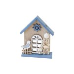 Deco maison bois mouette filet peche 11. 5x9. 5x3cm